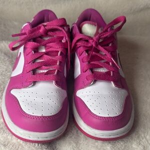 Kids Pink and White Nike Dunk  Sneakers